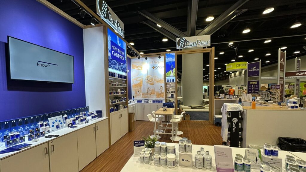 CanPrev booth on the CHFA trade show floor showing hidden trade show floor costs of a custom retail-style build