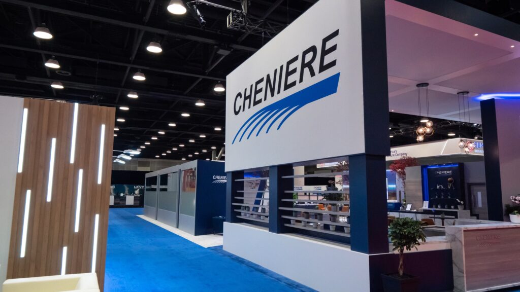 Cheniere trade show booth exterior signage designed and built by Sequoia for pre-show marketing