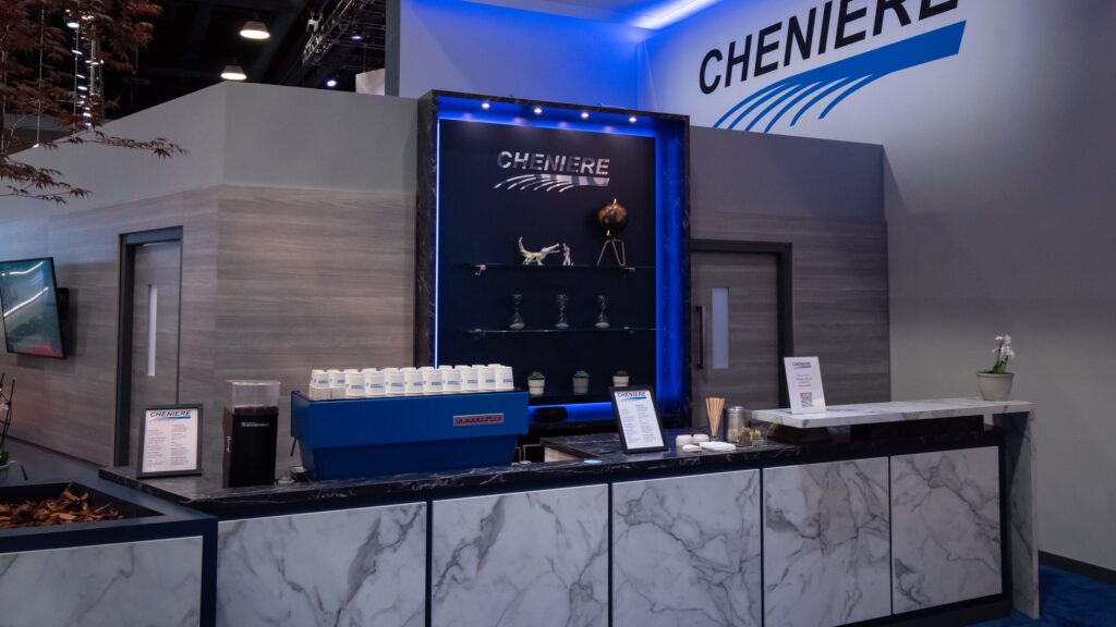 Cheniere trade show booth staff hospitality bar interaction