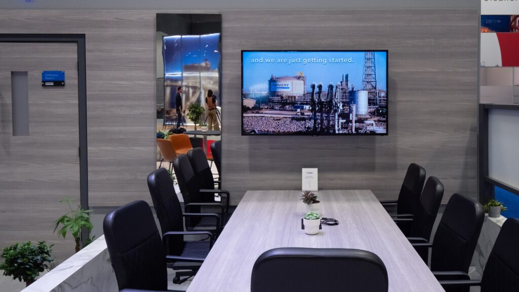Cheniere trade show booth meeting room for post-show follow-up conversations