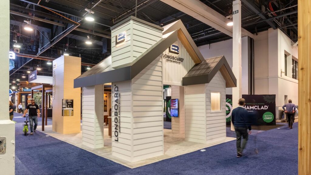 Longboard custom trade show booth at NAHB IBS Las Vegas 2025 designed and built by Sequoia