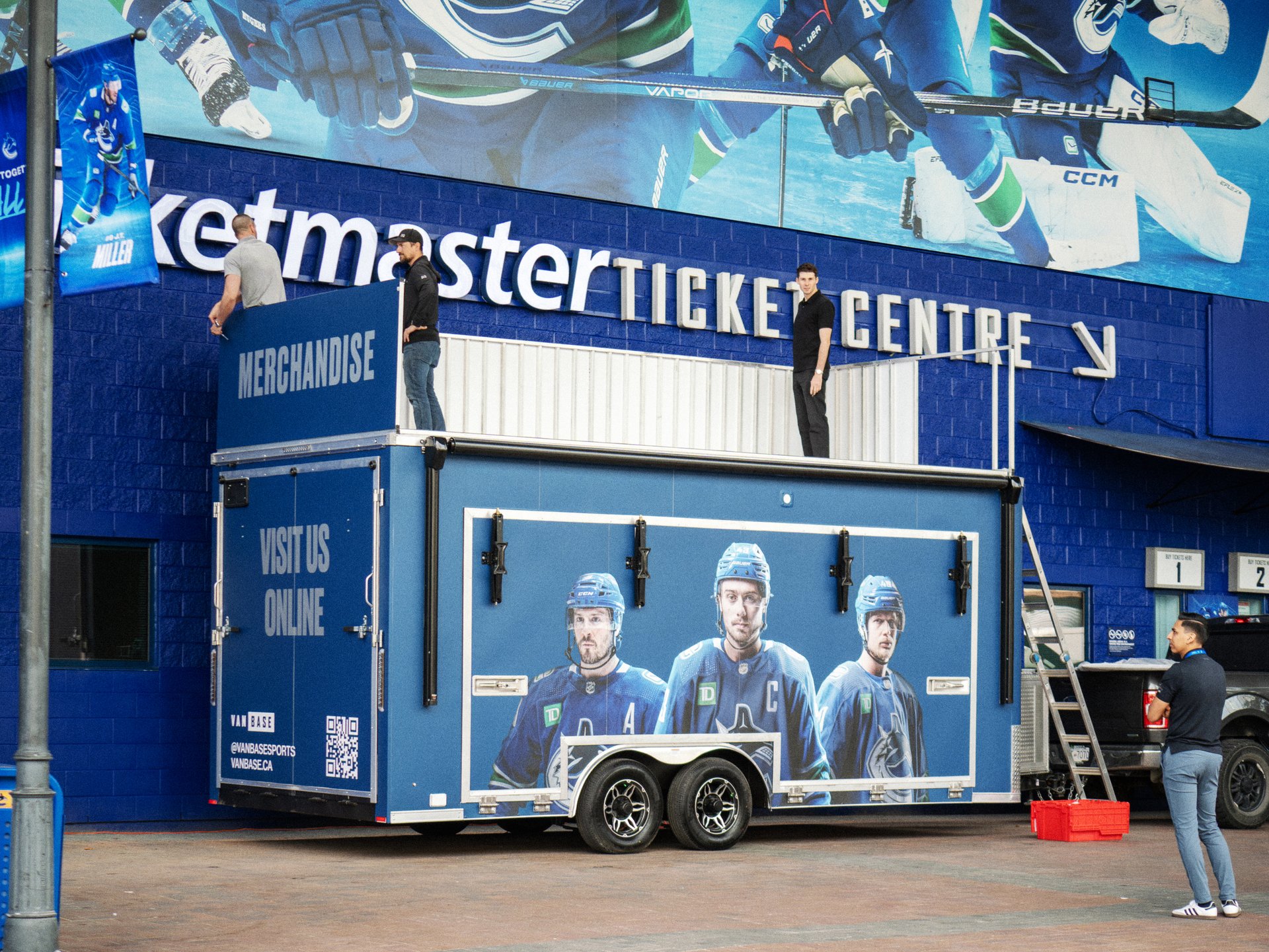 Vancouver Canucks retail merchandise trailer designed and built by Sequoia at Rogers Arena
